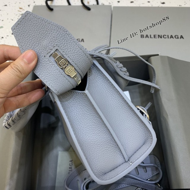 Balenciaga專櫃爆款荔枝紋淺灰色手袋手提包 638512 巴黎世家小號Neo Classic機車包 fyj1440